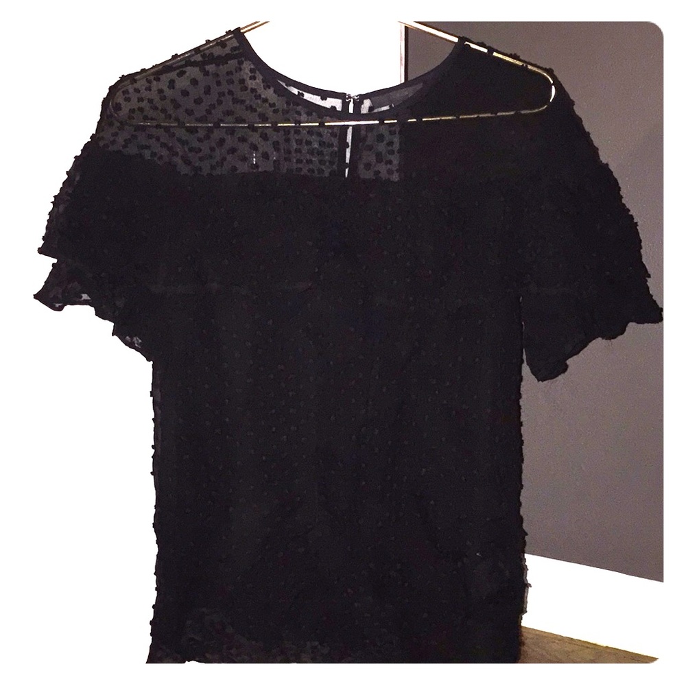 Black Edie Top in Textured Dot